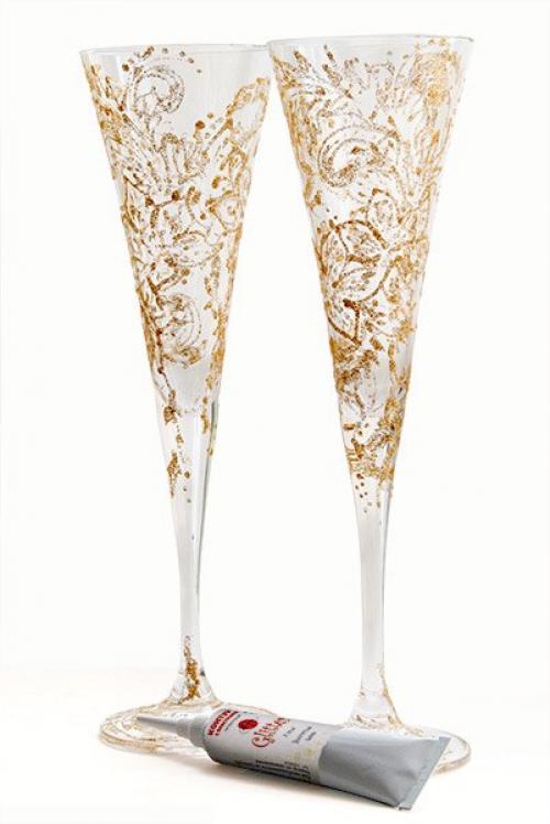 Как рисовать винтажными красками. Контурная техника росписи 01