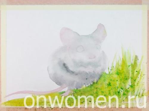 Животные акварелью поэтапно. Мышка акварелью