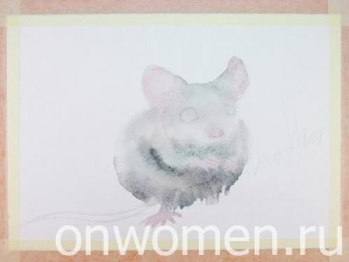 Животные акварелью поэтапно. Мышка акварелью