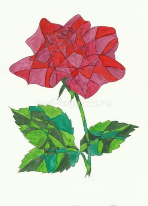 Витраж рисунок на бумаге простой. Рисование для школьников в технике: Витраж 09 Витраж рисунок на бумаге простой. Рисование для школьников в технике: Витраж 09