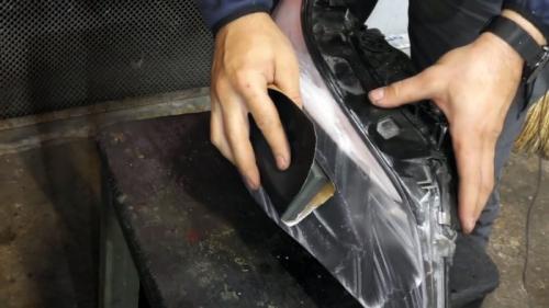 Восстановление фар горелкой. Процесс химической полировки