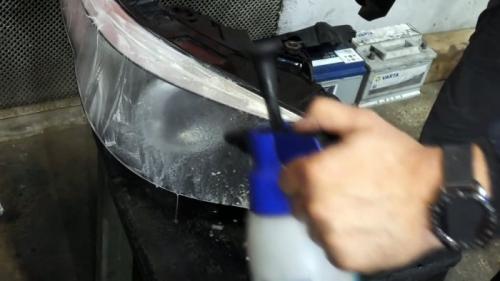 Восстановление фар горелкой. Процесс химической полировки