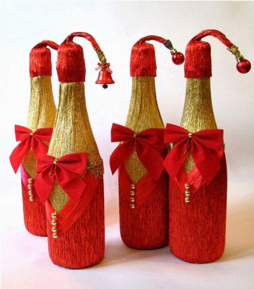 Как покрасить бутылку шампанского на Новый год. Как украсить шампанское на Новый год своими руками: 50 идей