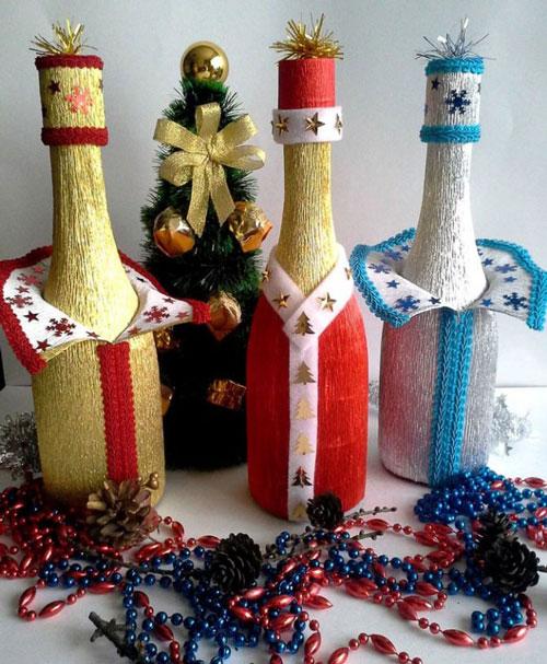 Как покрасить бутылку шампанского на Новый год. Как украсить шампанское на Новый год своими руками: 50 идей