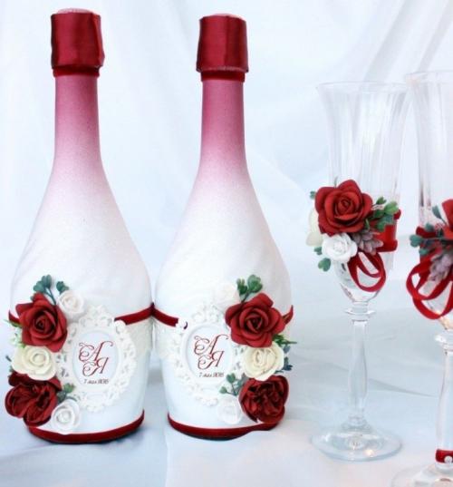 Свадебные бутылки своими руками. (+106 фото) Декор свадебных бутылок своими руками
