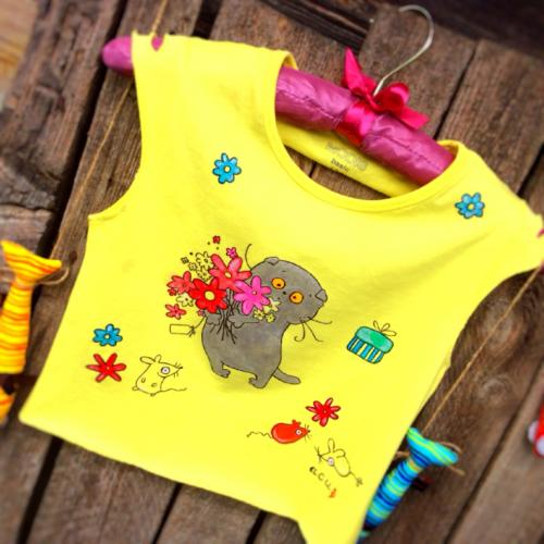 Акриловые краски по ткани, как стирать. Футболочка с ручной росписью и рекомендации по уходу!