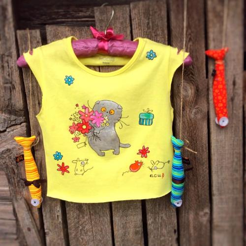 Акриловые краски по ткани, как стирать. Футболочка с ручной росписью и рекомендации по уходу!