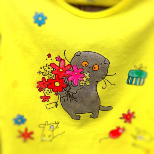 Акриловые краски по ткани, как стирать. Футболочка с ручной росписью и рекомендации по уходу!