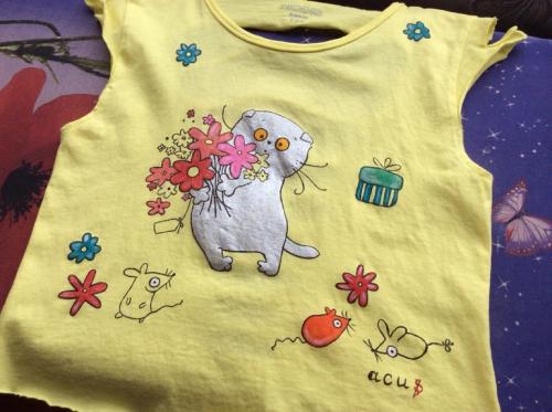 Акриловые краски по ткани, как стирать. Футболочка с ручной росписью и рекомендации по уходу!